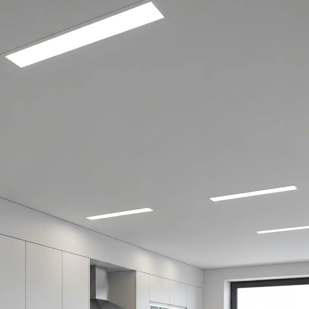 Integruotas LED apšvietimas virtuvės lubose