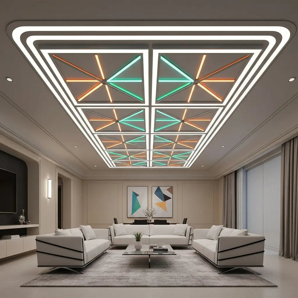 Unikalus lubų dizainas futuristinėje svetainėje